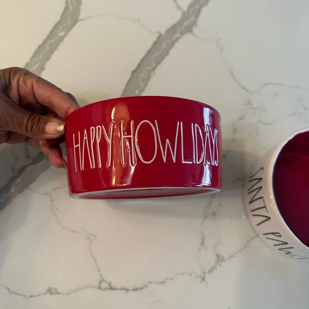 Red and White Dog Bowls